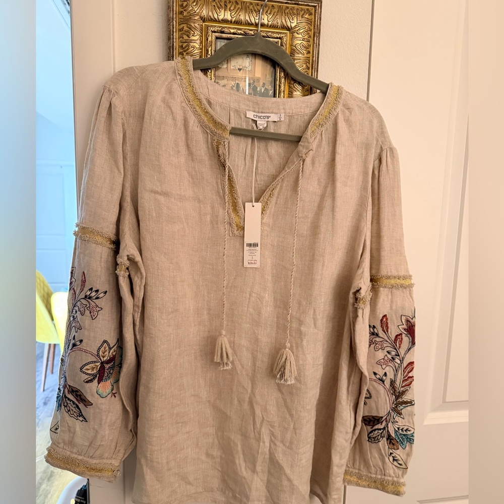 Chicos linen blouse embroidered